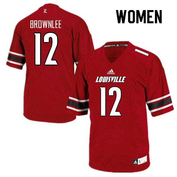 Women #12 Jarvis Brownlee Louisville Cardinals College Football Jerseys Sale-Red